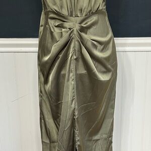 SHEIN Olive Satin Maxi Dress